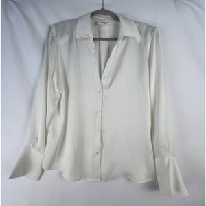 BA&SH Blouse Women White Size 8 w/Clasp Formal Casual Preppy Mom Wife GF Granny
